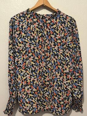 Women's Carolina Belle Floral Print Flowy Boho Blouse Top Shirt Size Large
